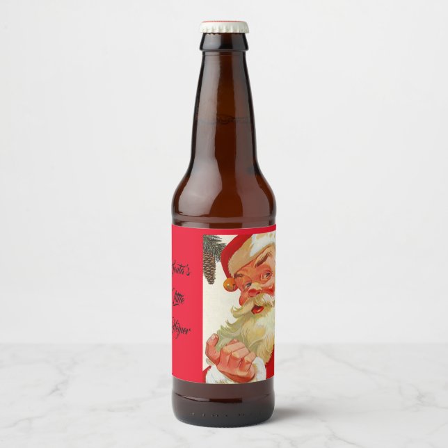 Rótulo Para Garrafa De Cerveja Festas de Natal santas, pequeno ajudante de casa (Frente)