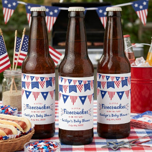 Rótulo Para Garrafa De Cerveja Firecracker A Caminho! chá de fraldas De 4 De Julh