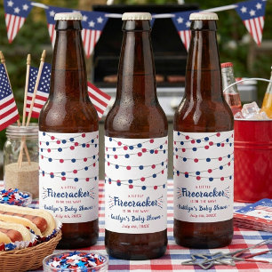 Rótulo Para Garrafa De Cerveja Firecracker A Caminho! chá de fraldas De 4 De Julh