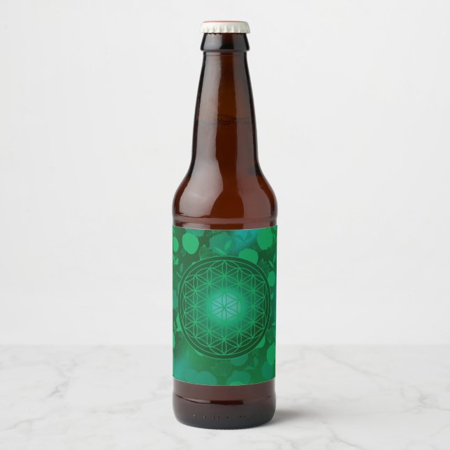 Rótulo Para Garrafa De Cerveja flor da vida, chakra,zen,geométrico sagrado, purif (Frente)