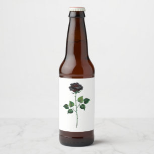 Rótulo Para Garrafa De Cerveja Flor de rosa preta