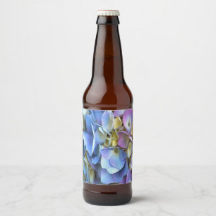 Rótulo Para Garrafa De Cerveja Flores de Hydrangea Azul e Rosa