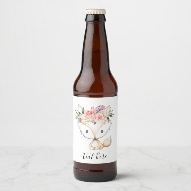 Rótulo Para Garrafa De Cerveja floresta de raposa, fofo (Frente)