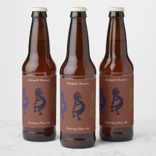 Rótulo Para Garrafa De Cerveja Flute Tocando Kokopelli Números sobre Cerveja Verm