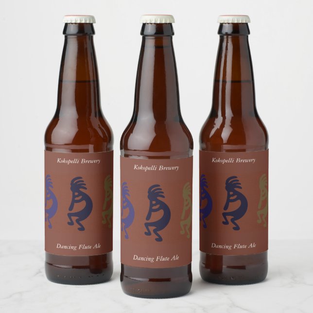 Rótulo Para Garrafa De Cerveja Flute Tocando Kokopelli Números sobre Cerveja Verm (Garrafas)