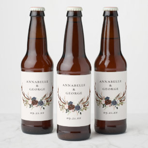 Rótulo Para Garrafa De Cerveja Folhagem russa, detalhes do casamento floral e de 
