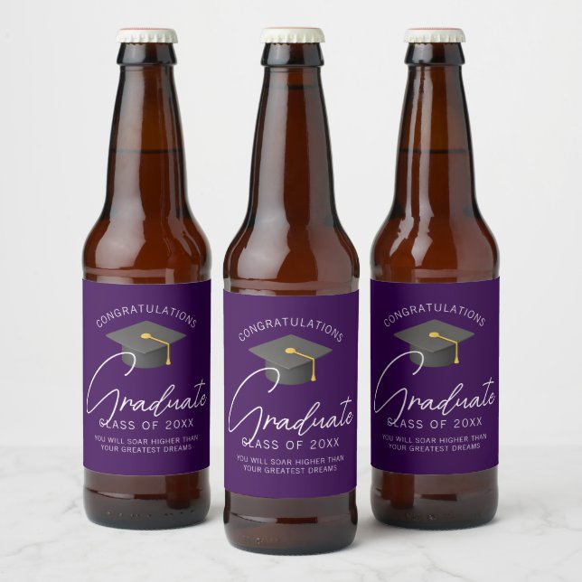 Rótulo Para Garrafa De Cerveja Formatura Personalizada da Faculdade Roxa Festa de (Garrafas)