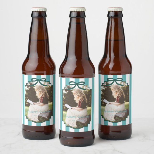 Rótulo Para Garrafa De Cerveja Formatura Verde Turquesa (Garrafas)