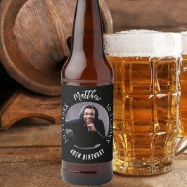 Rótulo Para Garrafa De Cerveja Foto branca negra de aniversário