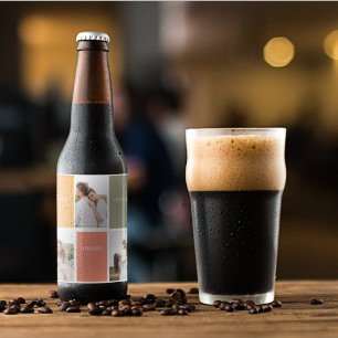 Rótulo Para Garrafa De Cerveja Foto da Colagem da Família Moderna Feliz Ação d