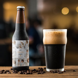 Rótulo Para Garrafa De Cerveja Foto da Colagem Moderna Feliz Ação de Graças Vovô