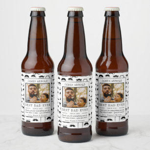 Rótulo Para Garrafa De Cerveja Foto de Dia de os pais feliz e Impressão de bigod