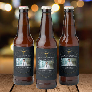 Rótulo Para Garrafa De Cerveja Foto de Graduação da Faculdade de Medicina Dourada