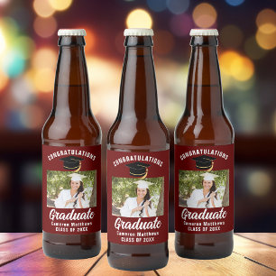 Rótulo Para Garrafa De Cerveja Foto de Graduado Marrom Branco 2026 Festa de Forma