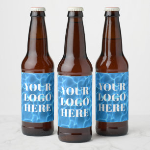 Rótulo Para Garrafa De Cerveja Foto de Piscina Azul Aqua para o Seu Logotipo