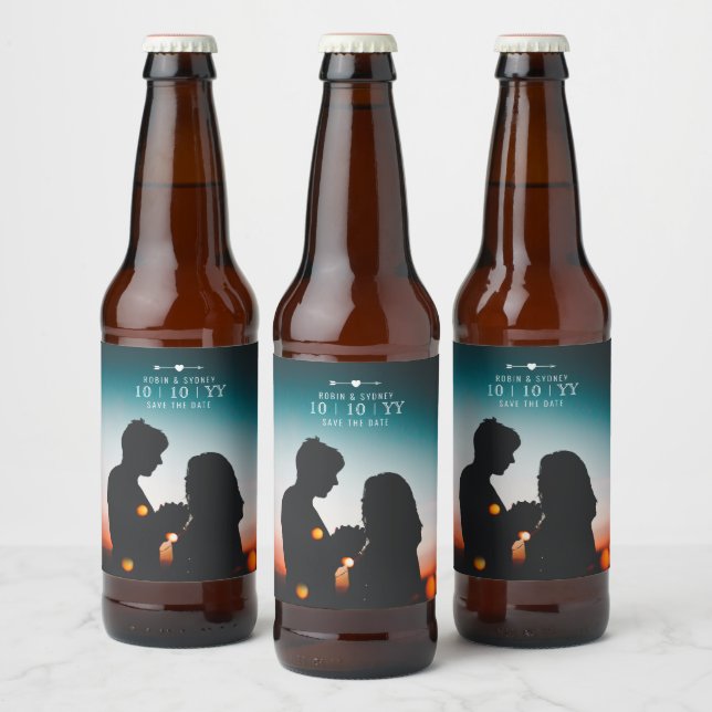 Rótulo Para Garrafa De Cerveja Foto Escura | Salvar a data | Rótulo da cerveja |  (Garrafas)