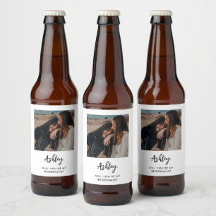 Rótulo Para Garrafa De Cerveja Foto Moderna Única É Minha Proposta De Bridesmaid