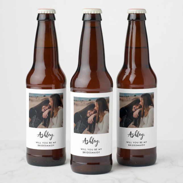 Rótulo Para Garrafa De Cerveja Foto Moderna Única É Minha Proposta De Bridesmaid (Garrafas)