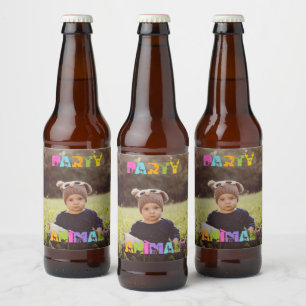 Rótulo Para Garrafa De Cerveja Foto personalizada de festa de diversão animal