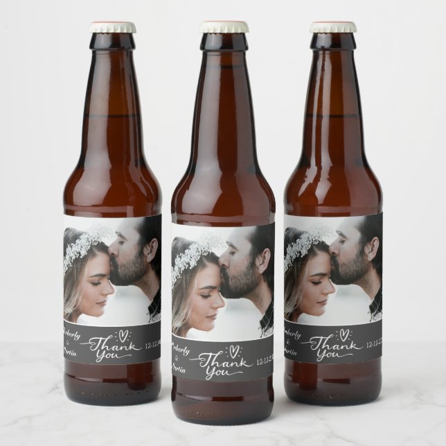 Rótulo Para Garrafa De Cerveja Foto personalizada - Obrigado Casamento (Garrafas)