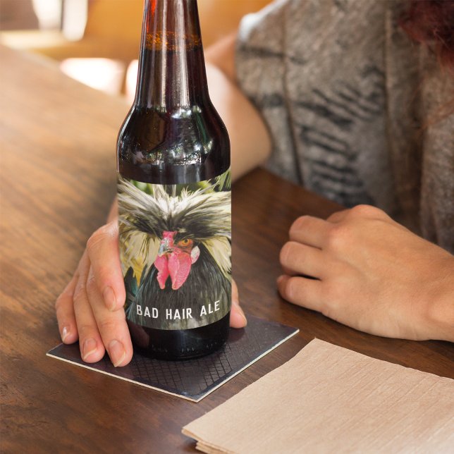 Rótulo Para Garrafa De Cerveja Frango Engraçado do Dia do Cabelo Mau (In Situ)