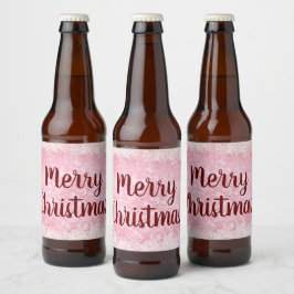 Rótulo Para Garrafa De Cerveja Frost Vermelho e Rosa Feliz Natal