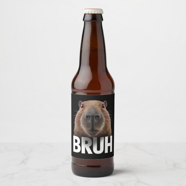 Rótulo Para Garrafa De Cerveja Funny Capybara Bruh (Frente)