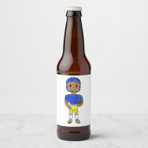 Rótulo Para Garrafa De Cerveja futebolista retrô vintage azul amarelo simples  