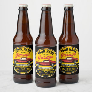Rótulo Para Garrafa De Cerveja Garagem de Carro Clássico Vermelho de Fastback 19