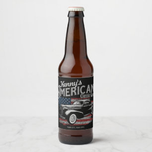 Rótulo Para Garrafa De Cerveja Garagem Personalizada de Carros Clássicos American