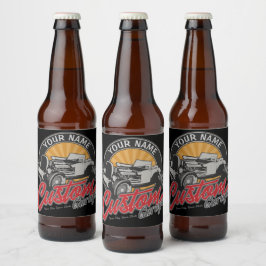 Rótulo Para Garrafa De Cerveja Garagem Personalizada de Hot Rod Retro Roadster Pe