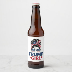 Rótulo Para Garrafa De Cerveja Garota Trump Coque Desgrenhado Trump 2024 Eleição