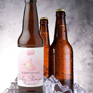 Rótulo Para Garrafa De Cerveja Gato cor de água rosado para Chá de menina