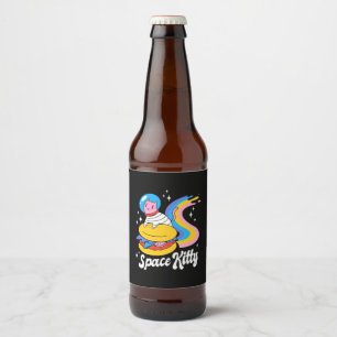 Rótulo Para Garrafa De Cerveja Gato do Espaço Astronauta