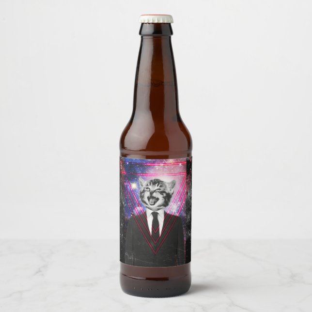 Rótulo Para Garrafa De Cerveja gato Illuminati (Frente)