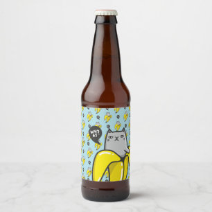 Rótulo Para Garrafa De Cerveja Gato na banana