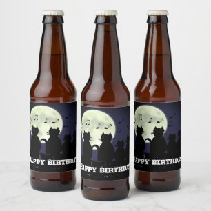 Rótulo Para Garrafa De Cerveja Gatos à lua. Personalizar