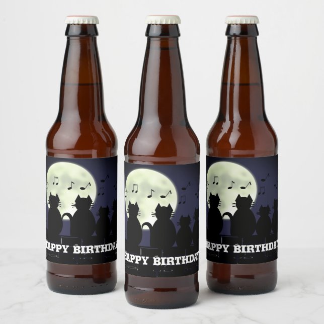 Rótulo Para Garrafa De Cerveja Gatos à lua. Personalizar (Garrafas)