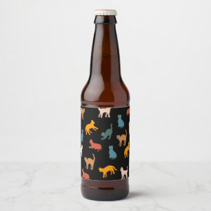 Rótulo Para Garrafa De Cerveja Gatos no preto