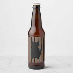 Rótulo Para Garrafa De Cerveja Gatos preto de silhuetas no Halloween e Rico