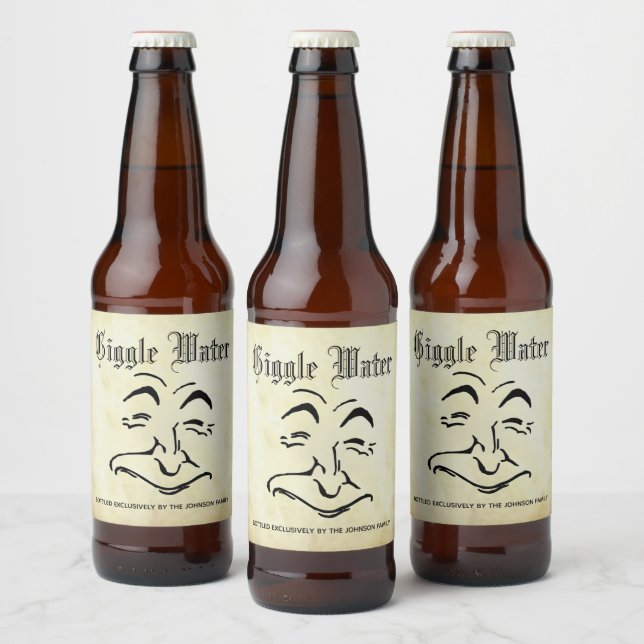 Rótulo Para Garrafa De Cerveja Giggle Water e seu texto (Garrafas)