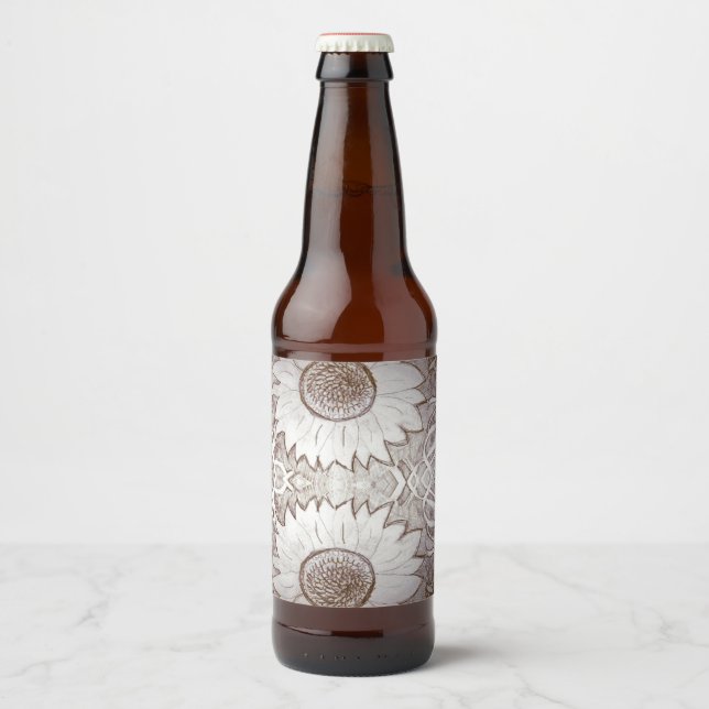 Rótulo Para Garrafa De Cerveja girassol em casa (Frente)