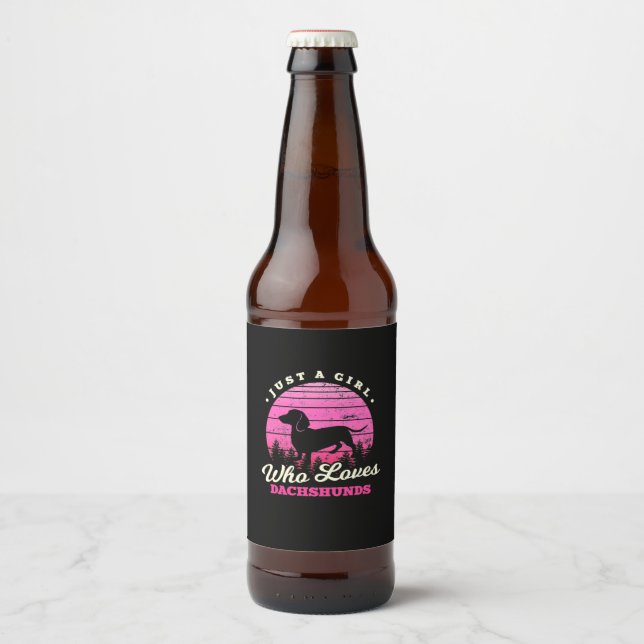 Rótulo Para Garrafa De Cerveja Girl ama Dachshances (Frente)
