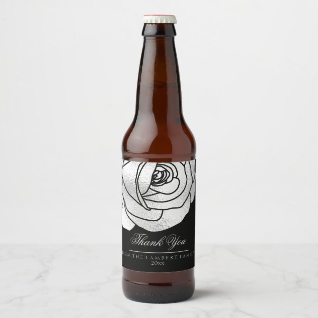 Rótulo Para Garrafa De Cerveja Glamoroso, Rosa prata (Frente)
