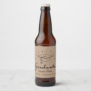 Rótulo Para Garrafa De Cerveja Graduação que rabisca com festa de raios