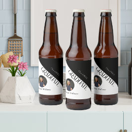 Rótulo Para Garrafa De Cerveja Graduação Simples Preto e Branco