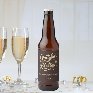 Rótulo Para Garrafa De Cerveja Grateful Blesses, chefe do Janto de Ação de Graças