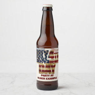 Rótulo Para Garrafa De Cerveja Grunge EUA Gráfico de Independência de 4 de Julho