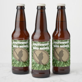 Rótulo Para Garrafa De Cerveja Grupo de Nerd de aves Silhouette Brown Green Birde