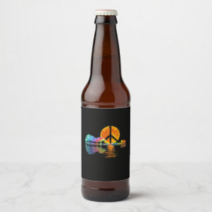 Rótulo Para Garrafa De Cerveja Guitarista lago Shadow Peace Love Guitar